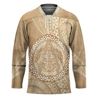 Tonga Ngatu Turtle Hockey Jersey Vintage Tongan Tapa Cloth LT14 Unisex Brown - Polynesian Pride