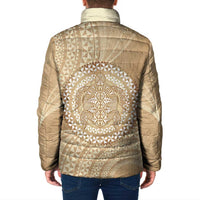 Tonga Ngatu Turtle Padded Jacket Vintage Tongan Tapa Cloth LT14 - Polynesian Pride