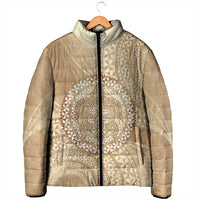 Tonga Ngatu Turtle Padded Jacket Vintage Tongan Tapa Cloth LT14 - Polynesian Pride