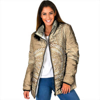 Tonga Ngatu Turtle Padded Jacket Vintage Tongan Tapa Cloth LT14 Women Brown - Polynesian Pride