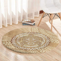 Tonga Ngatu Turtle Round Carpet Vintage Tongan Tapa Cloth LT14 - Polynesian Pride