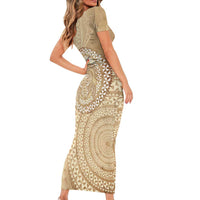 Tonga Ngatu Turtle Short Sleeve Bodycon Dress Vintage Tongan Tapa Cloth LT14 - Polynesian Pride