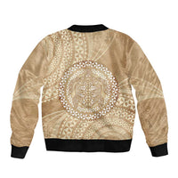 Tonga Ngatu Turtle Sleeve Zip Bomber Jacket Vintage Tongan Tapa Cloth LT14 - Polynesian Pride