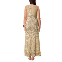 Tonga Ngatu Turtle Tank Maxi Dress Vintage Tongan Tapa Cloth LT14 - Polynesian Pride