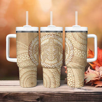 Tonga Ngatu Turtle Tumbler With Handle Vintage Tongan Tapa Cloth LT14 - Polynesian Pride