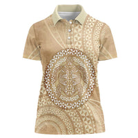 Tonga Ngatu Turtle Women Polo Shirt Vintage Tongan Tapa Cloth LT14 Female Brown - Polynesian Pride