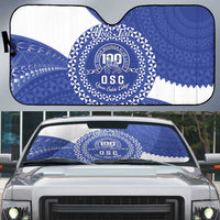 Queen Salote College 100th Anniversary Personalized Auto Sun Shade Est 1926 Kolisi Fefine Tongan Ngatu Pattern LT14 Blue - Polynesian Pride