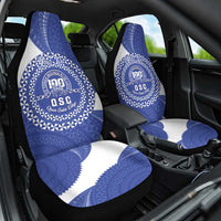Queen Salote College 100th Anniversary Personalized Car Seat Cover Est 1926 Kolisi Fefine Tongan Ngatu Pattern LT14 One Size Blue - Polynesian Pride