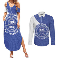 Queen Salote College 100th Anniversary Personalized Couples Matching Summer Maxi Dress and Long Sleeve Button Shirt Est 1926 Kolisi Fefine Tongan Ngatu Pattern