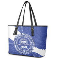 Queen Salote College 100th Anniversary Personalized Leather Tote Bag Est 1926 Kolisi Fefine Tongan Ngatu Pattern LT14 - Polynesian Pride