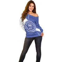 Queen Salote College 100th Anniversary Personalized Off Shoulder Sweater Est 1926 Kolisi Fefine Tongan Ngatu Pattern LT14 - Polynesian Pride
