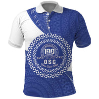 Queen Salote College 100th Anniversary Personalized Polo Shirt Est 1926 Kolisi Fefine Tongan Ngatu Pattern LT14 Blue - Polynesian Pride