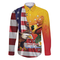 Personalised United States And Papua New Guinea Family Matching Puletasi and Hawaiian Shirt USA Eagle With PNG Bird Of Paradise