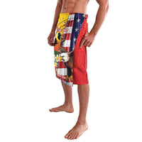 Personalised United States And Papua New Guinea Lavalava USA Eagle With PNG Bird Of Paradise