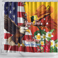 Personalised United States And Papua New Guinea Shower Curtain USA Eagle With PNG Bird Of Paradise