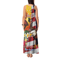 Personalised United States And Papua New Guinea Tank Maxi Dress USA Eagle With PNG Bird Of Paradise LT14 - Polynesian Pride