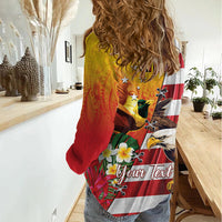 Personalised United States And Papua New Guinea Women Casual Shirt USA Eagle With PNG Bird Of Paradise