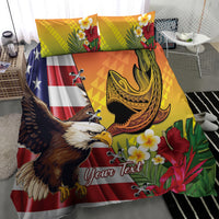 Personalised United States And Hawaii Bedding Set USA Eagle With Hawaiian Shark Tattoo LT14 - Polynesian Pride
