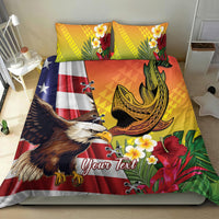 Personalised United States And Hawaii Bedding Set USA Eagle With Hawaiian Shark Tattoo LT14 - Polynesian Pride