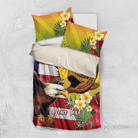 Personalised United States And Hawaii Bedding Set USA Eagle With Hawaiian Shark Tattoo LT14 US Twin 172cm x 218cm Red - Polynesian Pride