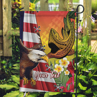 Personalised United States And Hawaii Garden Flag USA Eagle With Hawaiian Shark Tattoo LT14 Garden Flag Red - Polynesian Pride
