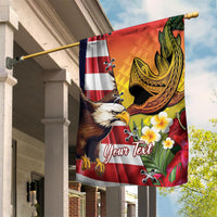 Personalised United States And Hawaii Garden Flag USA Eagle With Hawaiian Shark Tattoo LT14 House Flag Red - Polynesian Pride