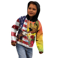 Personalised United States And Hawaii Kid Hoodie USA Eagle With Hawaiian Shark Tattoo