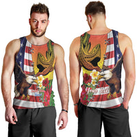 Personalised United States And Hawaii Men Tank Top USA Eagle With Hawaiian Shark Tattoo LT14 - Polynesian Pride