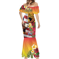 Personalised United States And Hawaii Mermaid Dress USA Eagle With Hawaiian Shark Tattoo LT14 - Polynesian Pride