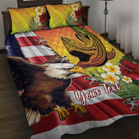 Personalised United States And Hawaii Quilt Bed Set USA Eagle With Hawaiian Shark Tattoo LT14 Red - Polynesian Pride