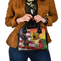 Personalised United States And Hawaii Shoulder Handbag USA Eagle With Hawaiian Shark Tattoo LT14 - Polynesian Pride
