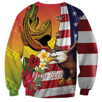 Personalised United States And Hawaii Sweatshirt USA Eagle With Hawaiian Shark Tattoo LT14 - Polynesian Pride