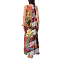 Personalised United States And Hawaii Tank Maxi Dress USA Eagle With Hawaiian Shark Tattoo LT14 - Polynesian Pride