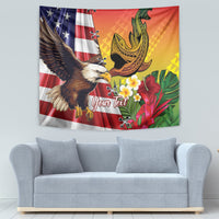 Personalised United States And Hawaii Tapestry USA Eagle With Hawaiian Shark Tattoo LT14 - Polynesian Pride