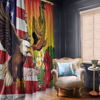 Personalised United States And Hawaii Window Curtain USA Eagle With Hawaiian Shark Tattoo LT14 - Polynesian Pride