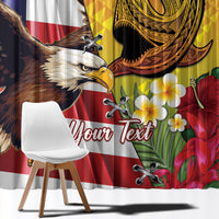 Personalised United States And Hawaii Window Curtain USA Eagle With Hawaiian Shark Tattoo LT14 - Polynesian Pride