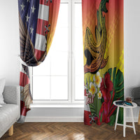 Personalised United States And Hawaii Window Curtain USA Eagle With Hawaiian Shark Tattoo LT14 - Polynesian Pride