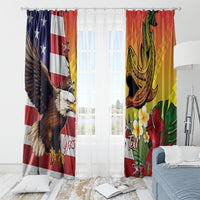 Personalised United States And Hawaii Window Curtain USA Eagle With Hawaiian Shark Tattoo LT14 - Polynesian Pride