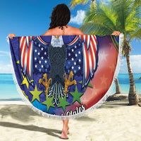 Personalised United States And Cook Islands Beach Blanket USA Eagle Mix Polynesian Pattern LT14 - Polynesian Pride