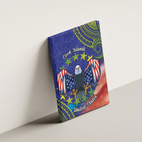 Personalised United States And Cook Islands Canvas Wall Art USA Eagle Mix Polynesian Pattern LT14 - Polynesian Pride