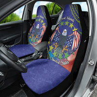 Personalised United States And Cook Islands Car Seat Cover USA Eagle Mix Polynesian Pattern