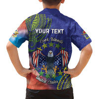 Personalised United States And Cook Islands Family Matching Puletasi and Hawaiian Shirt USA Eagle Mix Polynesian Pattern LT14 - Polynesian Pride