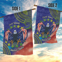 Personalised United States And Cook Islands Garden Flag USA Eagle Mix Polynesian Pattern LT14 - Polynesian Pride