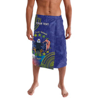 Personalised United States And Cook Islands Lavalava USA Eagle Mix Polynesian Pattern LT14 Blue - Polynesian Pride