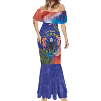 Personalised United States And Cook Islands Mermaid Dress USA Eagle Mix Polynesian Pattern LT14 - Polynesian Pride