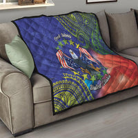 Personalised United States And Cook Islands Quilt USA Eagle Mix Polynesian Pattern