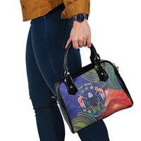 Personalised United States And Cook Islands Shoulder Handbag USA Eagle Mix Polynesian Pattern LT14 - Polynesian Pride