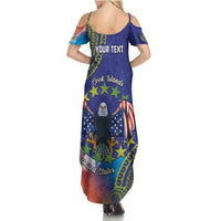 Personalised United States And Cook Islands Summer Maxi Dress USA Eagle Mix Polynesian Pattern LT14 - Polynesian Pride