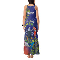 Personalised United States And Cook Islands Tank Maxi Dress USA Eagle Mix Polynesian Pattern LT14 - Polynesian Pride