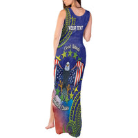 Personalised United States And Cook Islands Tank Maxi Dress USA Eagle Mix Polynesian Pattern LT14 - Polynesian Pride